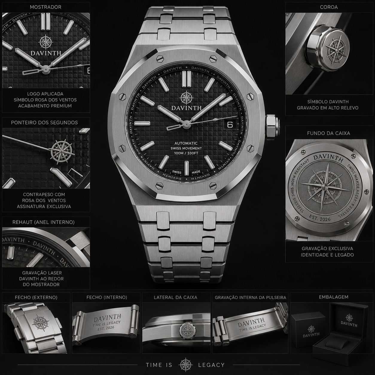 Davinth VANGUARD 41 / TAPISSERIE Silver Dial / OCTAGONAL Steel Case & Bracelet
