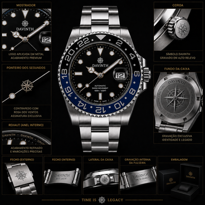 Davinth NOCTURNE GMT 40 / CERAMIC Bicolor Dusk Bezel / OYSTER Steel Bracelet