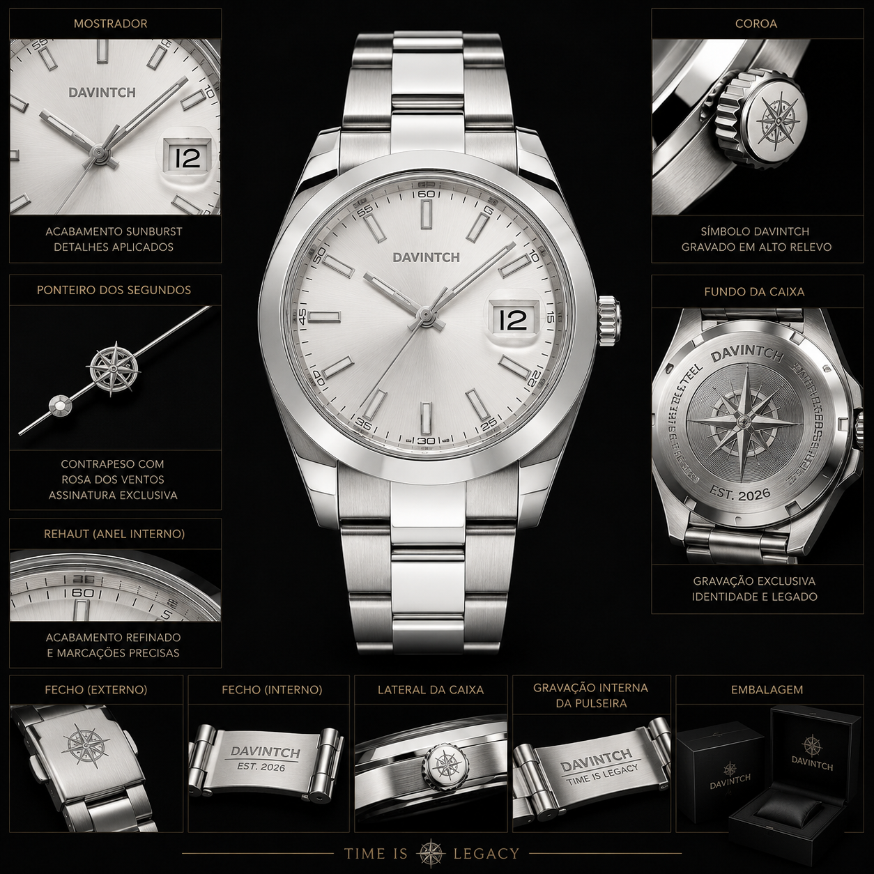 Davinth ASCENT 40 / SUNBURST Silver Dial / OYSTER Steel Bracelet