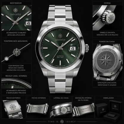 Davinth VERDANT 40 / SUNBURST Forest Green Dial / OYSTER Steel Bracelet