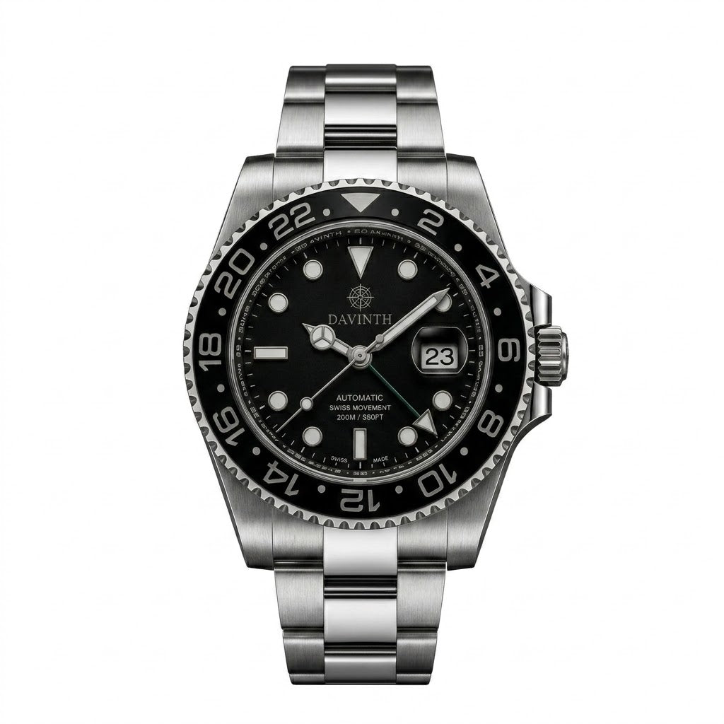 Davinth MERIDIAN GMT 40 / MONOCHROME Ceramic Bezel / OYSTER Steel Bracelet