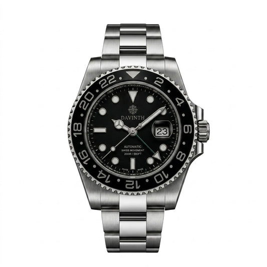 Davinth MERIDIAN GMT 40 / MONOCHROME Ceramic Bezel / OYSTER Steel Bracelet