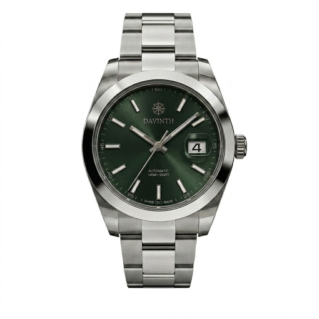 Davinth VERDANT 40 / SUNBURST Forest Green Dial / OYSTER Steel Bracelet